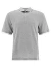 Brunello Cucinelli Silk Polo Sweater With Two-tone Double Layer Detail In Gray