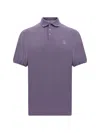 Brunello Cucinelli Ribbed Collar Polo Shirt In Iris/grigio