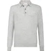 Brunello Cucinelli Solid Color Cashmere Sweater With Polo Neck In Gray