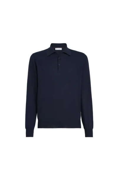 Brunello Cucinelli Polo-style Sweater In Blue