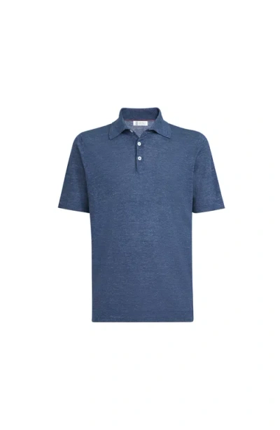Brunello Cucinelli Polo-style Sweater In Blue