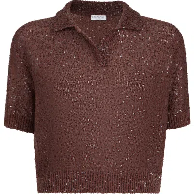 Brunello Cucinelli Polo-style Sweater In Burgundy