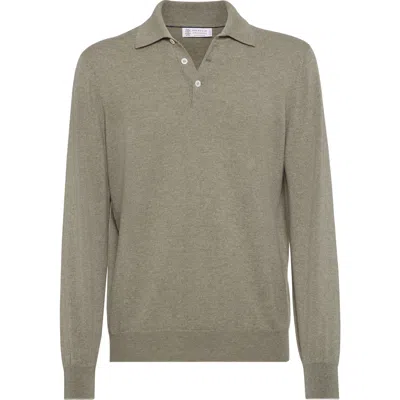 Brunello Cucinelli Polo-style Sweater In Green