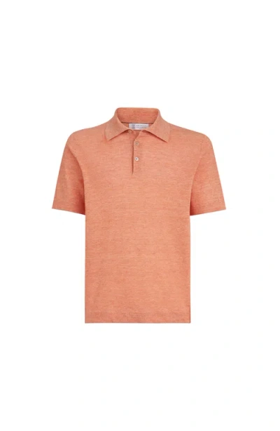 Brunello Cucinelli Polo-style Sweater In Orange