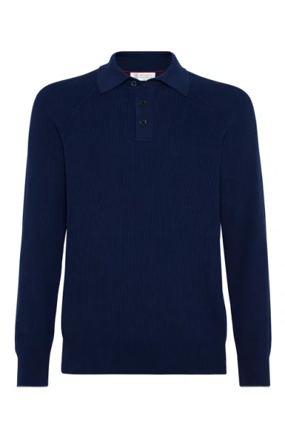 Brunello Cucinelli Polo-style Sweater In Night