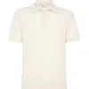 Brunello Cucinelli Ribbed Collar Cotton Polo Shirt With Side Slits In Orange