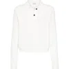 Brunello Cucinelli Women English Rib Cotton Polo-style Jersey With Jewellery In White