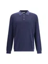 Brunello Cucinelli Men Polo Sweater In Blue