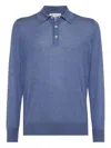 Brunello Cucinelli Polo Sweater In Blue