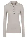 Brunello Cucinelli Lapel Long Sleeve Sweater In Neutral