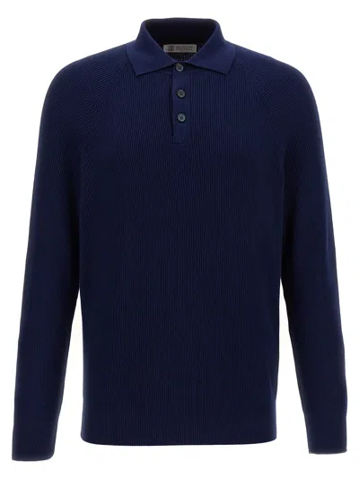 Brunello Cucinelli Polo Sweater Sweater, Cardigans Blue