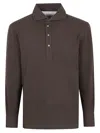 Brunello Cucinelli Short Sleeve Polo Shirt In Brown