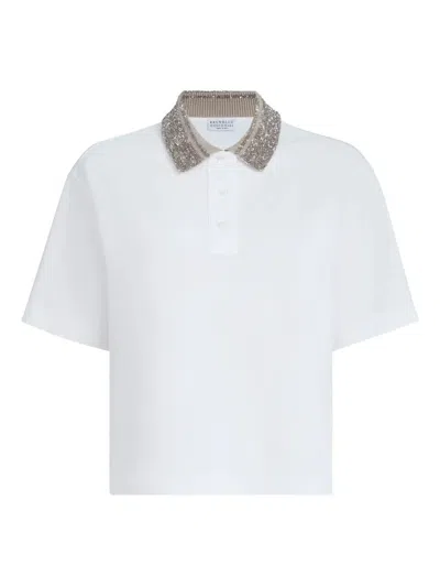 BRUNELLO CUCINELLI POLO WITH DAZZLING KNIT COLLAR