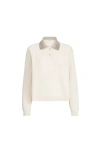 Brunello Cucinelli Polo With Dazzling Collar In Neutral
