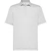 Brunello Cucinelli Grey Jersey Faux-layering Polo Shirt In Off-white