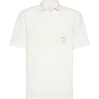 Brunello Cucinelli Polo With Pocket And Logo In White