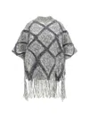 Brunello Cucinelli Macro Argyle Wool Couture Poncho