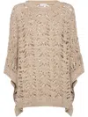 Brunello Cucinelli Foliage Lace Poncho In Brown