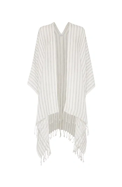 Brunello Cucinelli Poncho With Fringe In White