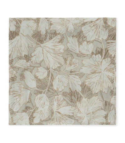 Brunello Cucinelli Pongée Silk Floral Print Foulard In Beige