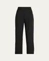 Brunello Cucinelli Poplin Baggy Straight-leg Crop Pull-on Pants In Black
