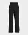 Brunello Cucinelli Poplin Baggy Straight-leg Crop Pull-on Pants In Black