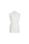 Brunello Cucinelli Poplin Belted Vest In White