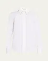 Brunello Cucinelli Poplin Button-front Shirt With Monili Collar In White