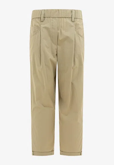 Brunello Cucinelli Poplin Chino Pants In Beige