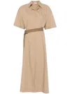 Brunello Cucinelli Poplin Midi Dress In Brown