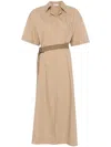 Brunello Cucinelli Women Cotton Belted Dress In Brown