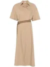 Brunello Cucinelli Women Cotton Belted Dress In Brown