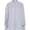 Brunello Cucinelli Camicia A Righe In Seta Azzurra In Azure
