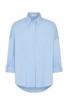 Brunello Cucinelli Poplin Shirt In Azure