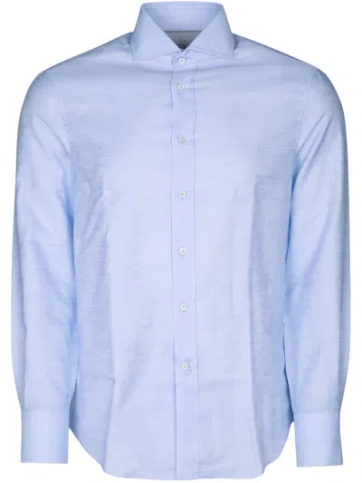 Brunello Cucinelli Poplin Shirt In Blue