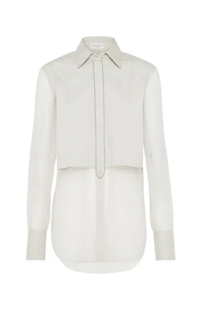 Brunello Cucinelli Cotton Monili Shirt In Oat