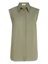 Brunello Cucinelli Poplin Sleeveless Shirt In Green