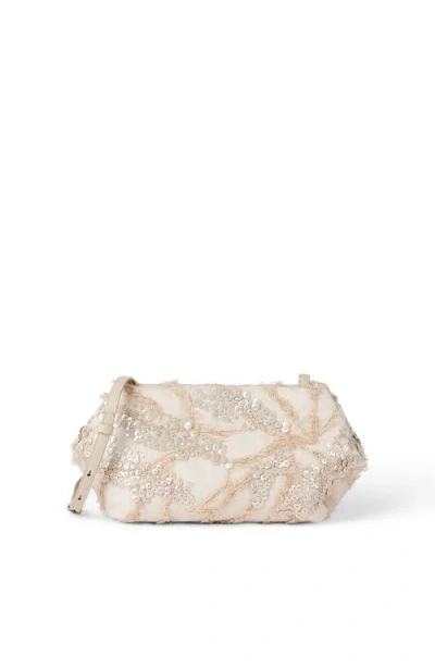 Brunello Cucinelli Pouch Bag With Dazzling Seabed Embroidery In Sand