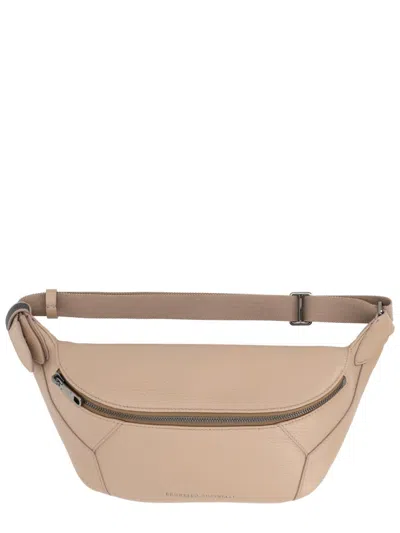 Brunello Cucinelli Pouch With Logo In Sand