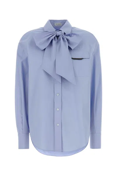 BRUNELLO CUCINELLI BRUNELLO CUCINELLI POWDER BLUE POPLIN SHIRT