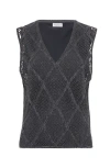 Brunello Cucinelli Wool-cashmere-silk Tank Top In Lead