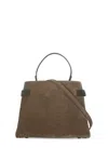 Brunello Cucinelli Suede Leather Shoulder Bag With Metal Hardware In Brown