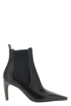 Brunello Cucinelli Leather Stiletto Heel Ankle Boots In Animal Print