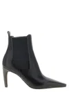 Brunello Cucinelli Leather Stiletto Heel Ankle Boots In Black