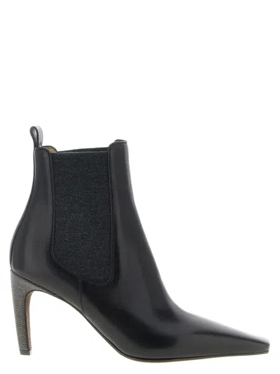 BRUNELLO CUCINELLI PRECIOUS BLOCK HEELS ANKLE BOOTS