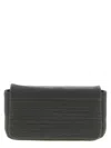 Brunello Cucinelli Monili Convertible Flap Leather Clutch Bag In Black