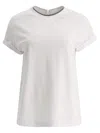 Brunello Cucinelli Jersey Cotton T-shirt With Superimposed Effect In White