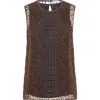 Brunello Cucinelli Precious Croc Embroidery Top In Brown