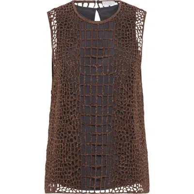 BRUNELLO CUCINELLI BRUNELLO CUCINELLI PRECIOUS CROC EMBROIDERY TOP