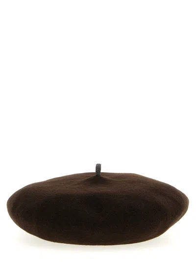 BRUNELLO CUCINELLI PRECIOUS DETAIL HATS BROWN